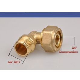 Brass Fitting Pex-Al-Pex 3/4 Compression X 3/4 MPT Male Pipe 90 Degree  Elbow